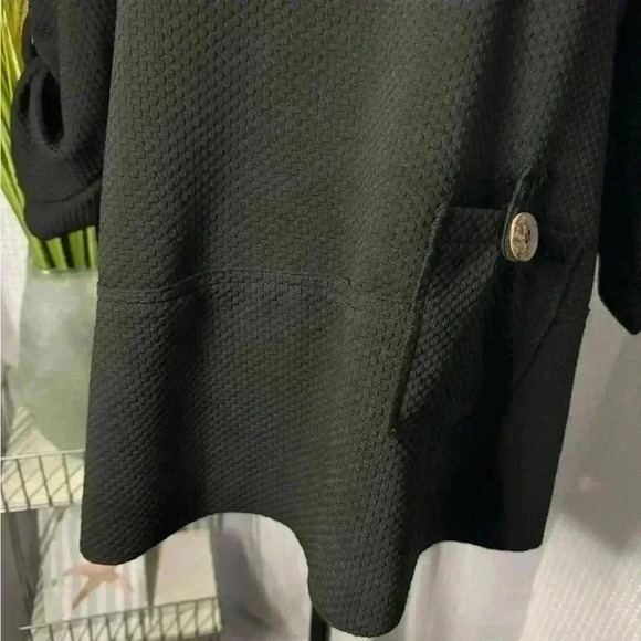 Kaktus Women’s Large Black Textured 3/4 Roll Tab Sleeve Front Pocket Hobo Tunic - Picture 3 of 15